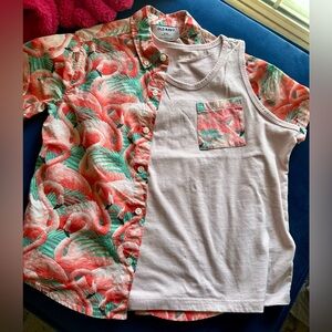 Old Navy Kids Flamingo Print Shirt and Tank Set